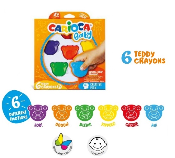 Carioca Baby 6 Teddy Crayons 1+